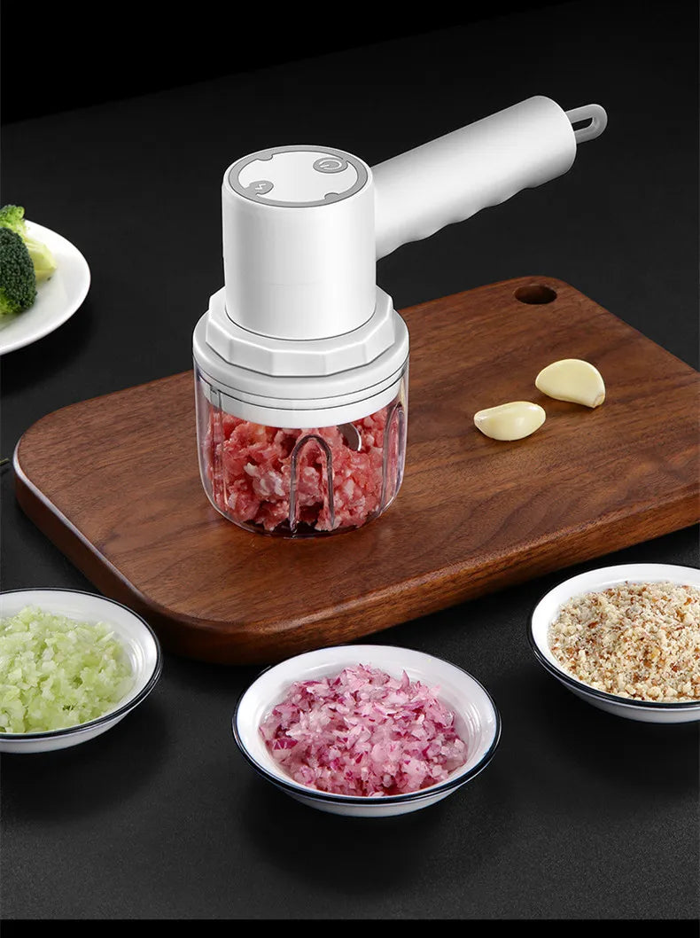 4-In-1 Electric Vegetable Cutter Set: Handheld Wireless Electric Garlic Masher