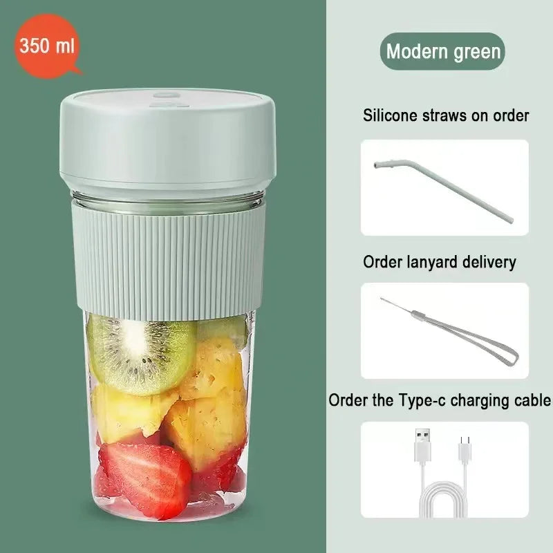 🍏 Mini Electric Rechargeable Portable Wireless Juicer Cup – 6 Blades for Effortless Fruit Blending! 🍊