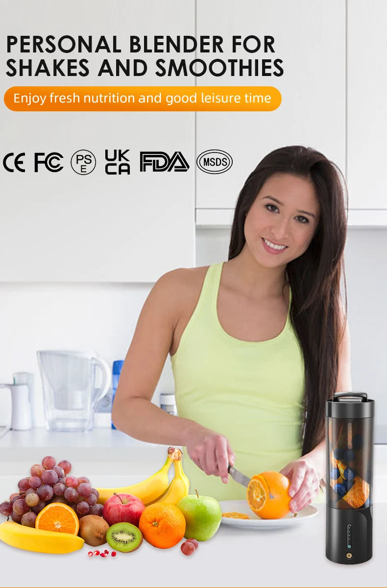 Mini Electric Wireless Juicer – Portable Blender for Fresh Juice &amp; Smoothies