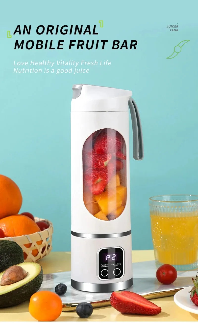 🍹 10-Blade Portable Fruit Juicer - 450ml | USB Rechargeable & 3 Speeds 🥤