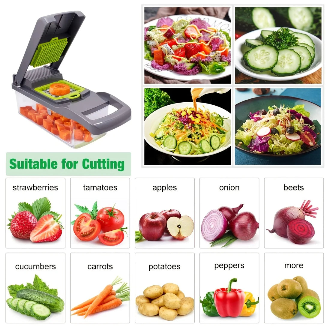 14-Piece Multifunctional Vegetable and Fruit Chopper Set