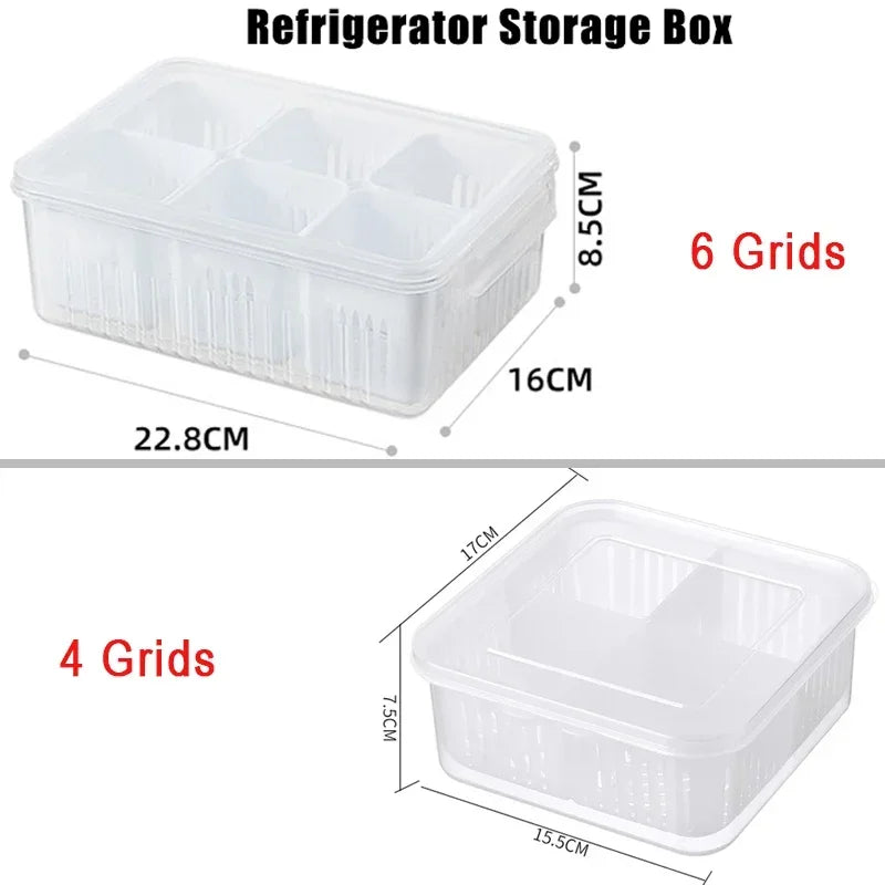 Versatile Refrigerator Storage Box - 4/6 Grid Organizer