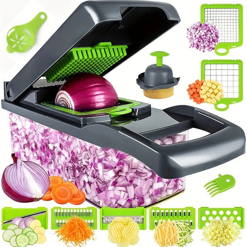 14-Piece Multifunctional Vegetable and Fruit Chopper Set