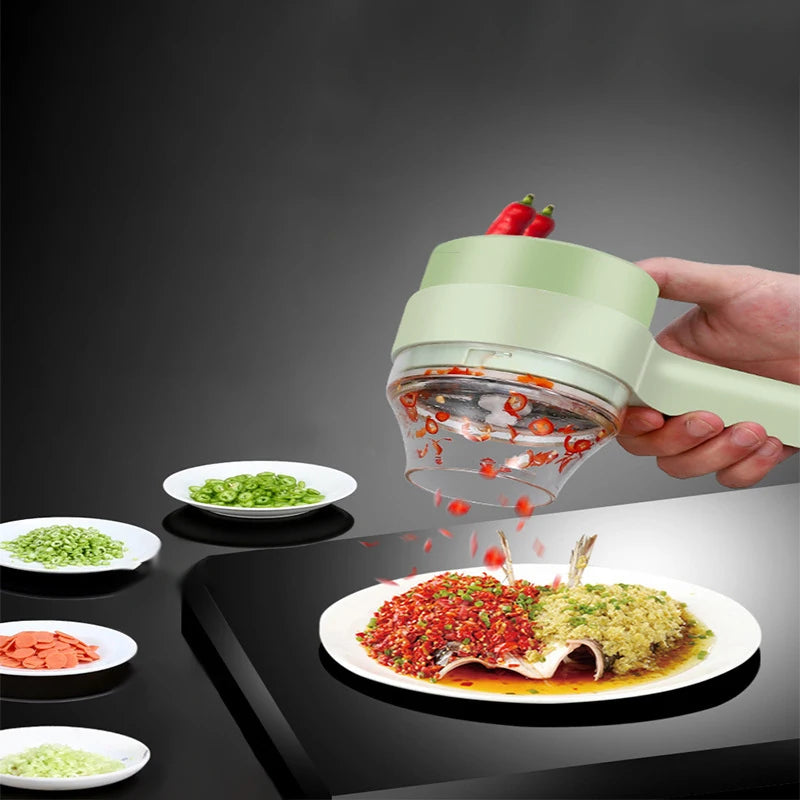 4-In-1 Electric Vegetable Cutter Set: Handheld Wireless Electric Garlic Masher