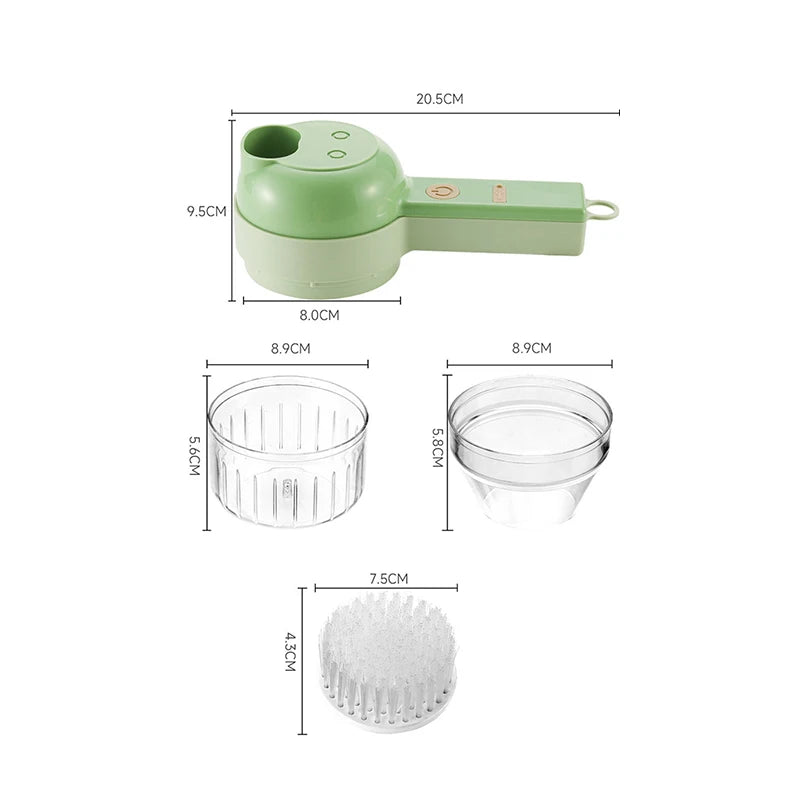 4-In-1 Electric Vegetable Cutter Set: Handheld Wireless Electric Garlic Masher