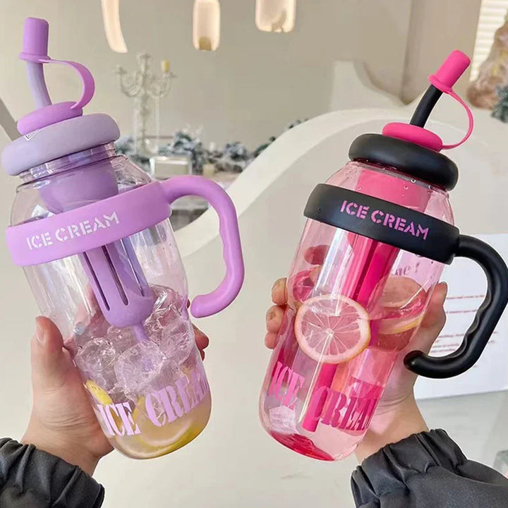 🏋️‍♀️ Giant Cute Sport Water Bottle with Straw | 600ml/1300ml Capacity 💧