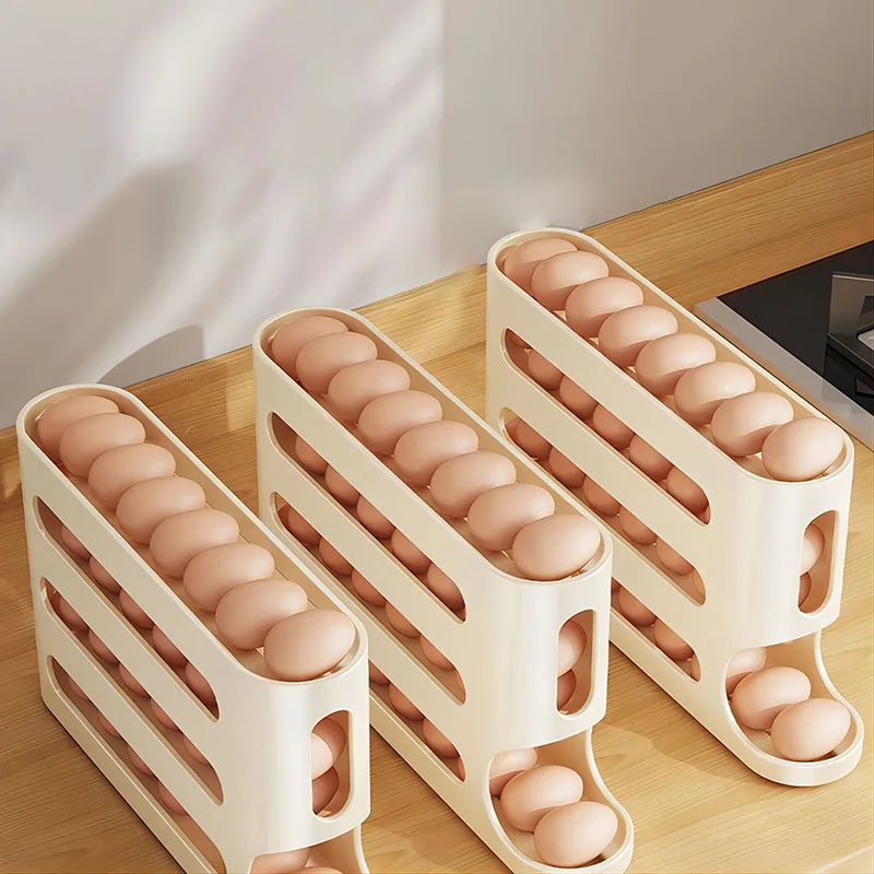 4-Layer Automatic Rolling Egg Holder for Fridge