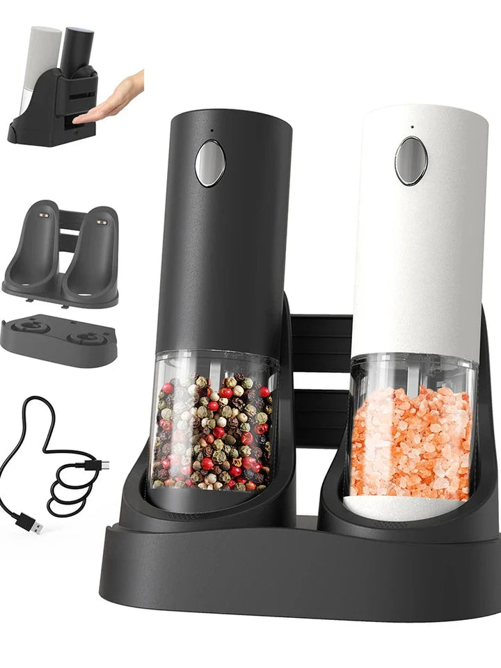 🌟 Electric Salt & Pepper Grinder Set – Adjustable, LED, USB Rechargeable