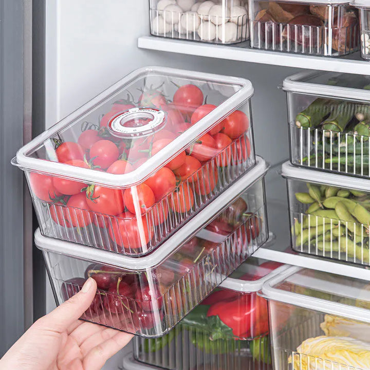 ✨ Transparent Fridge Organizer - Fresh Produce Storage Baskets (Set of 3) | Keep Fruits &amp; Vegetables Fresh Longer 🍎🥦