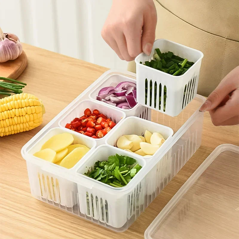 Versatile Refrigerator Storage Box - 4/6 Grid Organizer