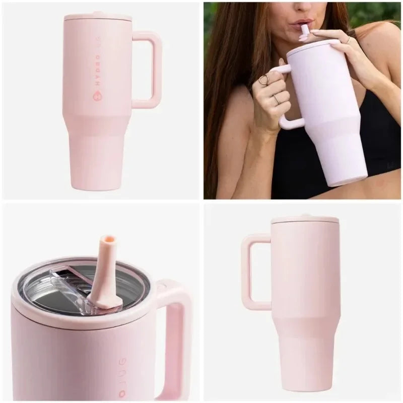 40oz Stainless Steel Insulated Tumbler with Handle  Straw