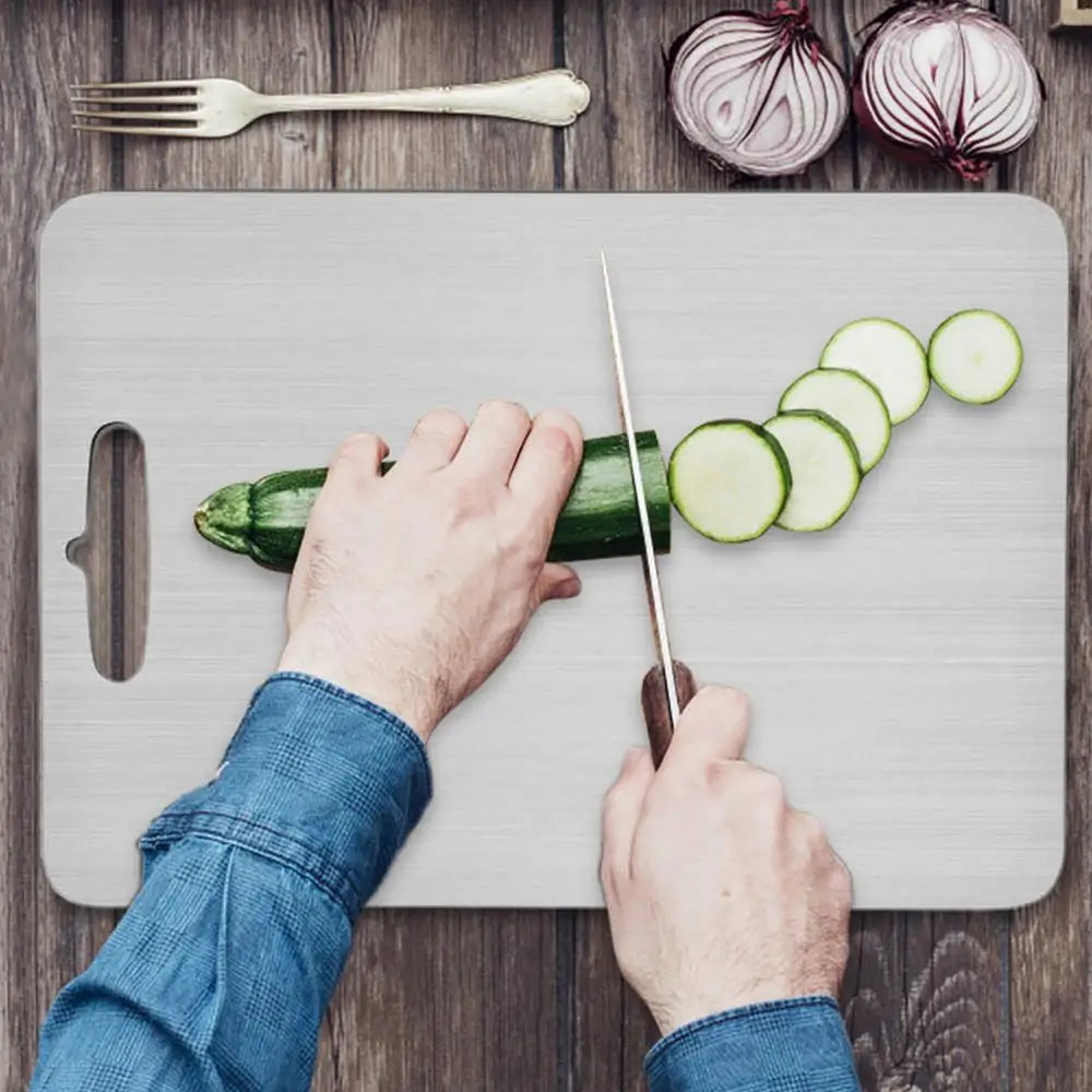 ✨ Premium Stainless Steel Titanium Cutting Board | Double-Sided, Portable, &amp; Durable for Efficient Meal Prep 🥗🍖