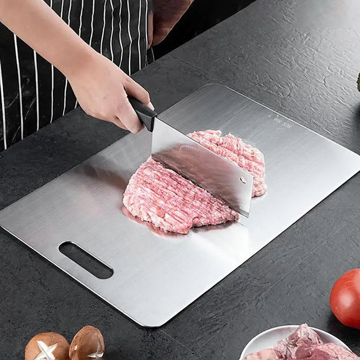 ✨ Premium Stainless Steel Titanium Cutting Board | Double-Sided, Portable, &amp; Durable for Efficient Meal Prep 🥗🍖