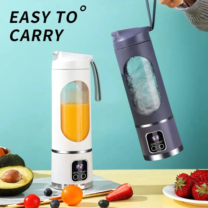 🍹 10-Blade Portable Fruit Juicer - 450ml | USB Rechargeable & 3 Speeds 🥤