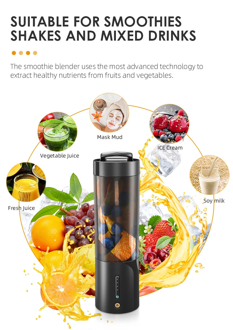 Mini Electric Wireless Juicer – Portable Blender for Fresh Juice &amp; Smoothies