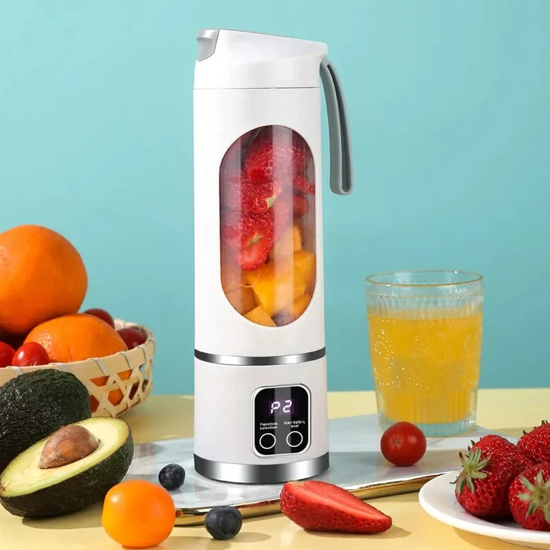 🍹 10-Blade Portable Fruit Juicer - 450ml | USB Rechargeable & 3 Speeds 🥤