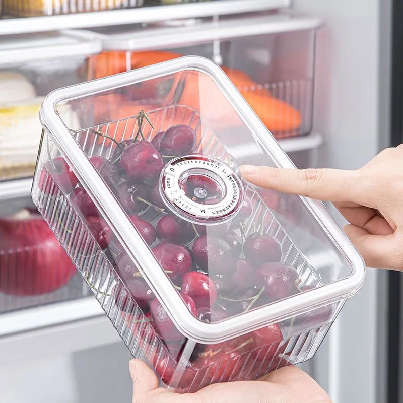 ✨ Transparent Fridge Organizer - Fresh Produce Storage Baskets (Set of 3) | Keep Fruits &amp; Vegetables Fresh Longer 🍎🥦