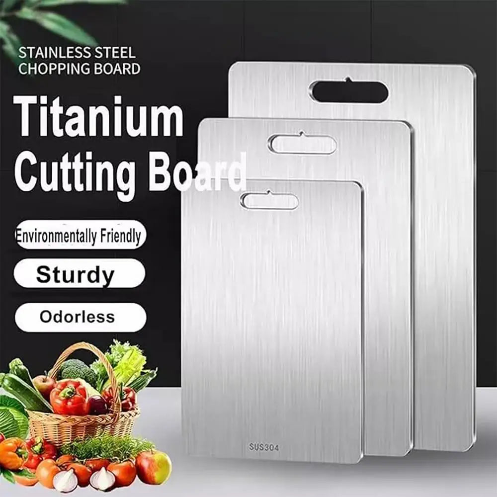 ✨ Premium Stainless Steel Titanium Cutting Board | Double-Sided, Portable, &amp; Durable for Efficient Meal Prep 🥗🍖