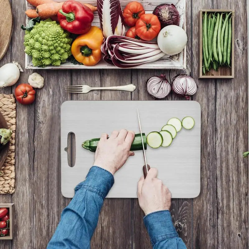 ✨ Premium Stainless Steel Titanium Cutting Board | Double-Sided, Portable, &amp; Durable for Efficient Meal Prep 🥗🍖