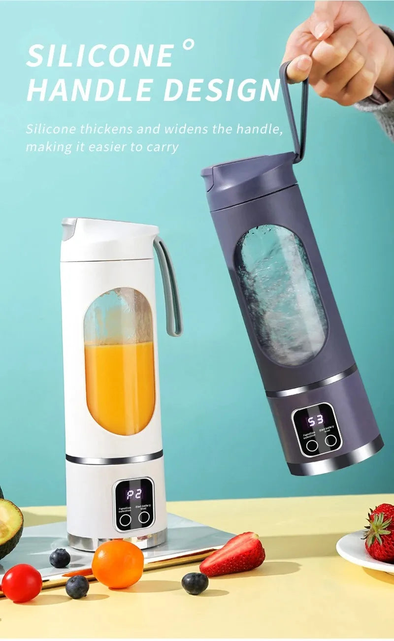 🍹 10-Blade Portable Fruit Juicer - 450ml | USB Rechargeable & 3 Speeds 🥤