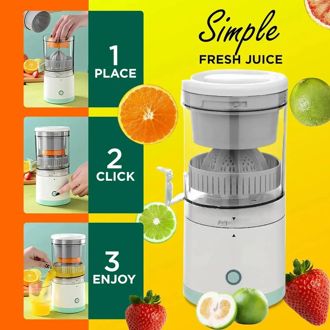 🍊 Mini USB Electric Citrus Juicer – Your Go-To Portable Juicer for Fresh Juice On-the-Go! 🍋