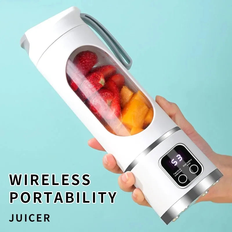 🍹 10-Blade Portable Fruit Juicer - 450ml | USB Rechargeable & 3 Speeds 🥤