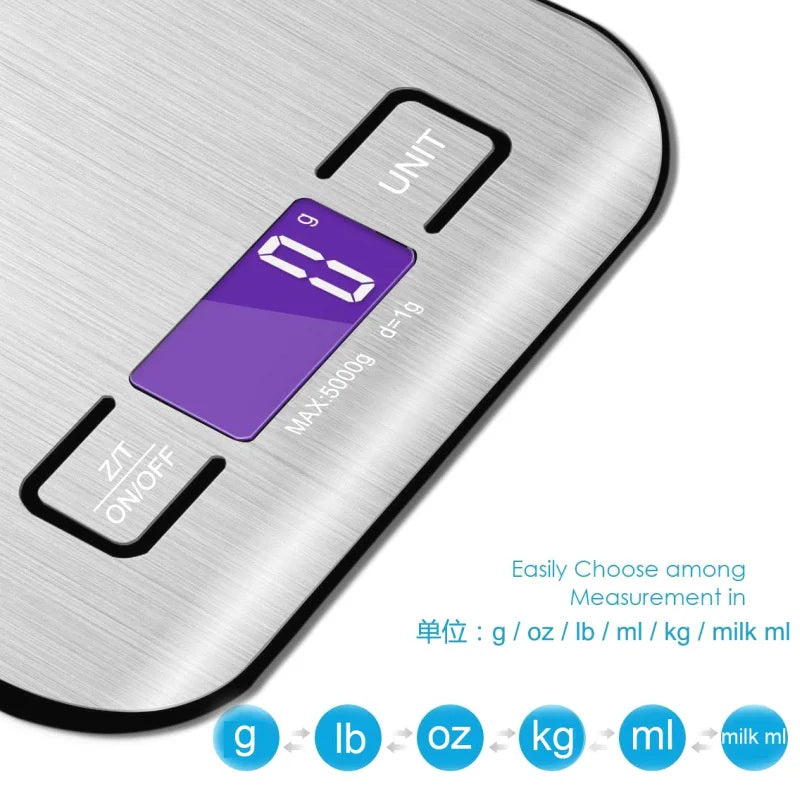 ✨ Precision Digital Kitchen Scale – 5kg/10kg, Stainless Steel, USB Rechargeable 📏🍽️