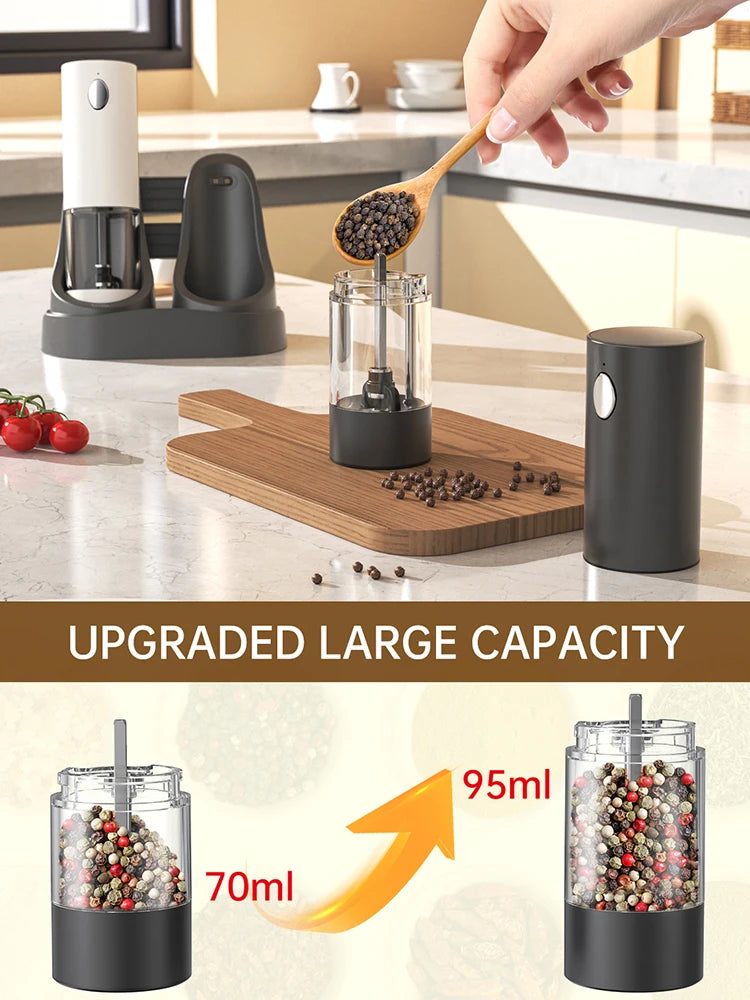 🌟 Electric Salt & Pepper Grinder Set – Adjustable, LED, USB Rechargeable