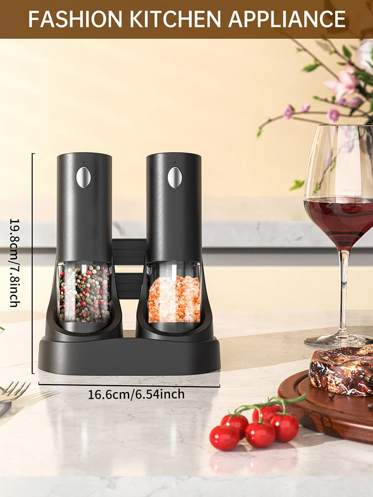 🌟 Electric Salt & Pepper Grinder Set – Adjustable, LED, USB Rechargeable