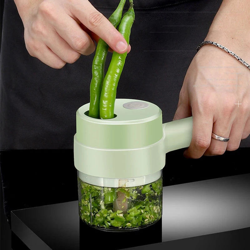 4-In-1 Electric Vegetable Cutter Set: Handheld Wireless Electric Garlic Masher