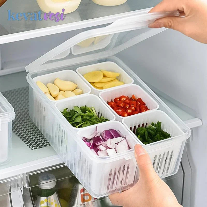 Versatile Refrigerator Storage Box - 4/6 Grid Organizer