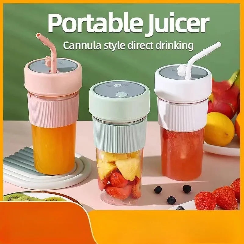 🍏 Mini Electric Rechargeable Portable Wireless Juicer Cup – 6 Blades for Effortless Fruit Blending! 🍊