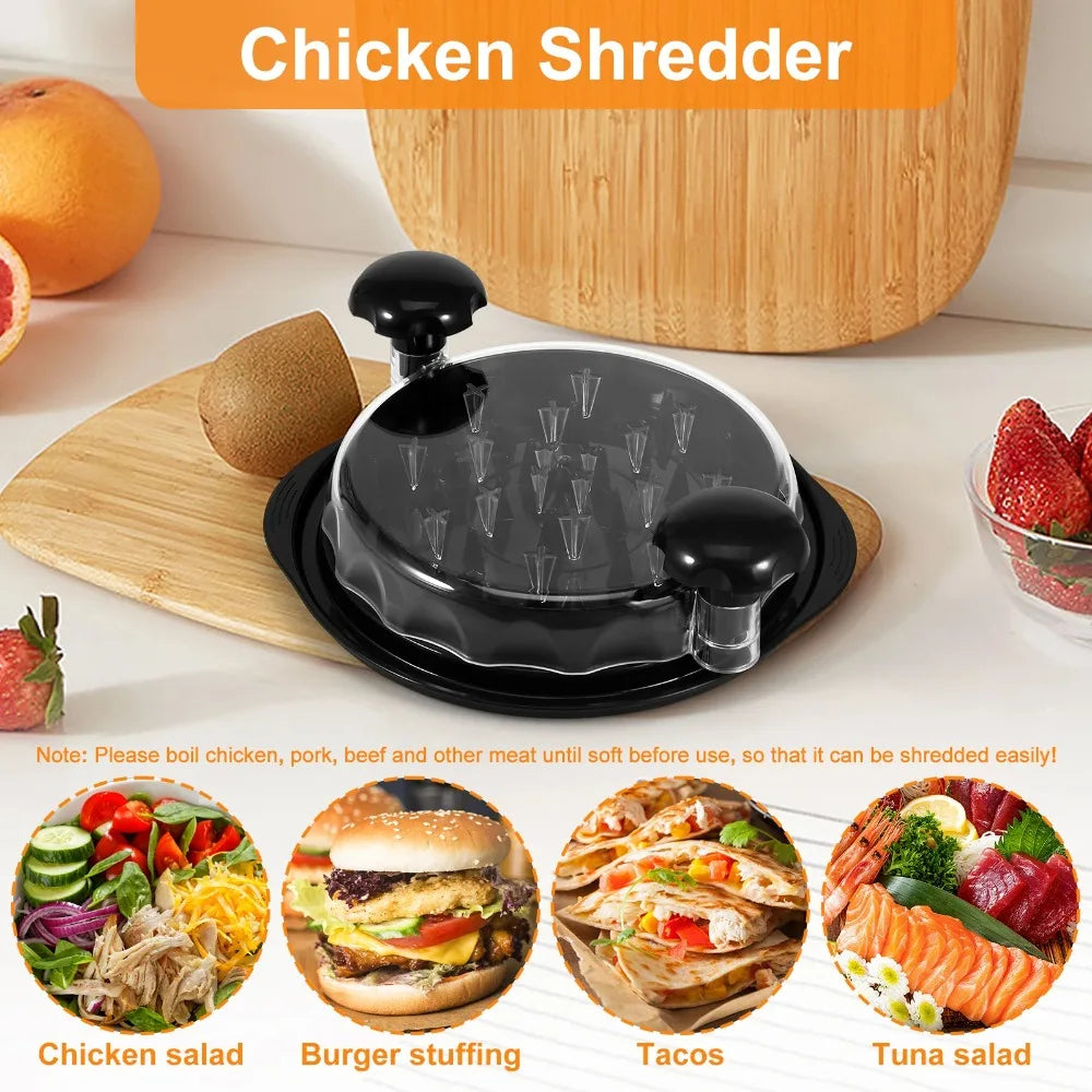 Chicken Shredder with Clear Lid - Non-Slip, BPA-Free, Dishwasher Safe Meat Shredder for Pulled Pork