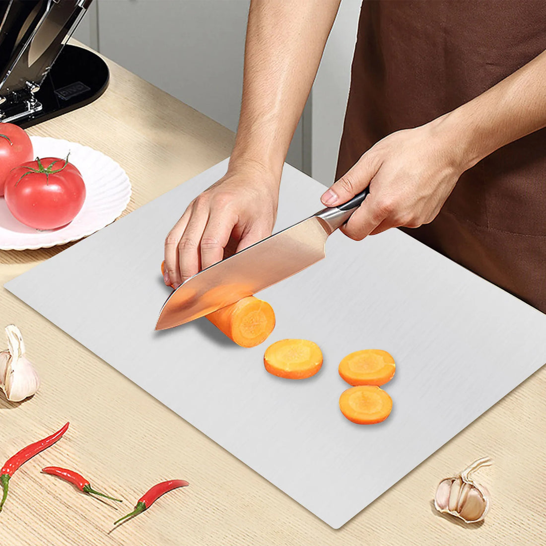 Kitchen Cutting Boards Stainless Chopping Blocks Baking Board with Anti-slip Pad  for Kitchen Pastry Tips for Meat Vegetables