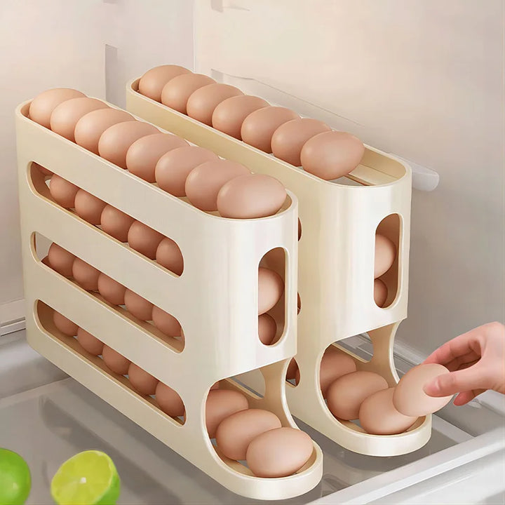 4-Layer Automatic Rolling Egg Holder for Fridge