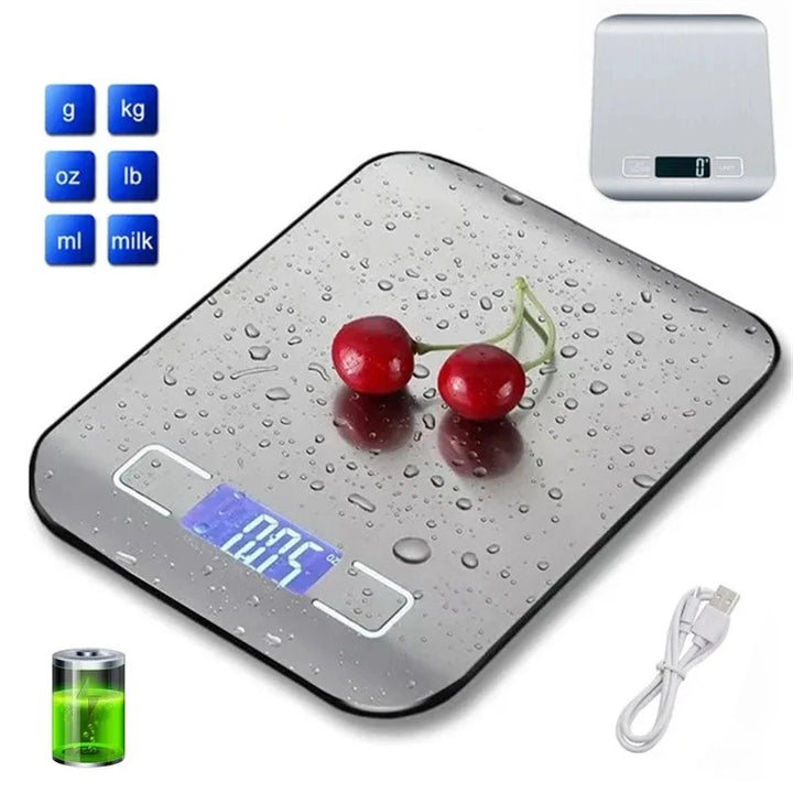 ✨ Precision Digital Kitchen Scale – 5kg/10kg, Stainless Steel, USB Rechargeable 📏🍽️