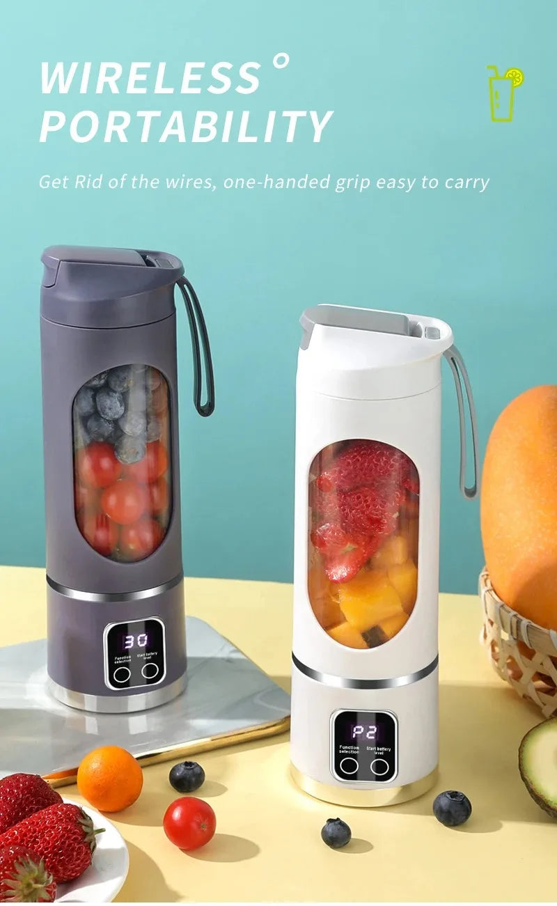 🍹 10-Blade Portable Fruit Juicer - 450ml | USB Rechargeable & 3 Speeds 🥤