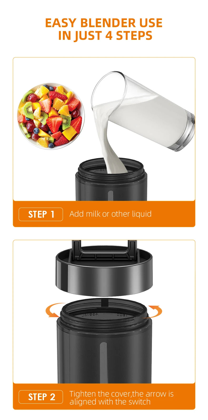 Mini Electric Wireless Juicer – Portable Blender for Fresh Juice &amp; Smoothies