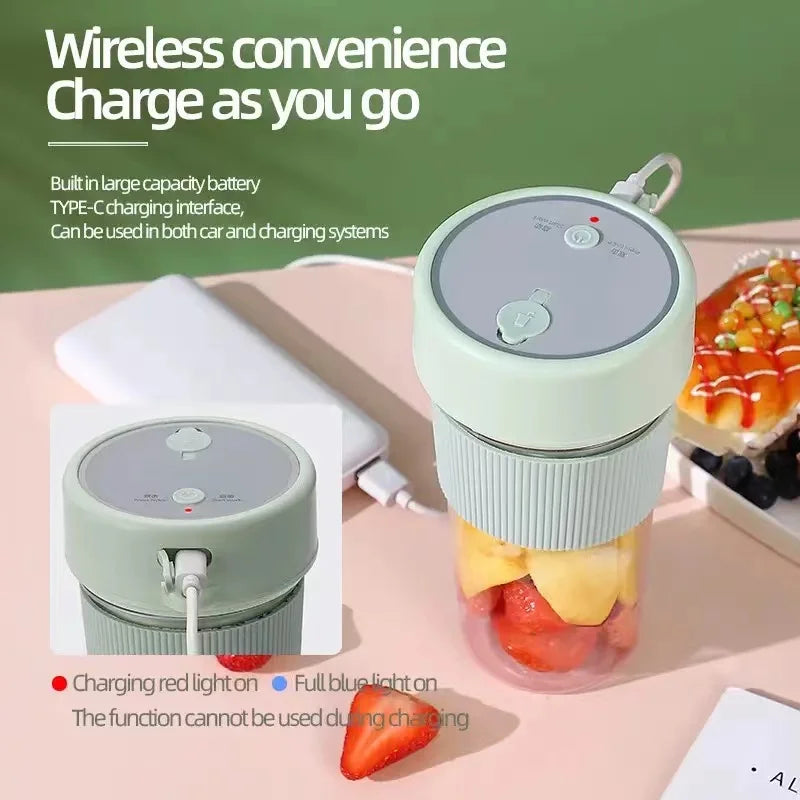 🍏 Mini Electric Rechargeable Portable Wireless Juicer Cup – 6 Blades for Effortless Fruit Blending! 🍊