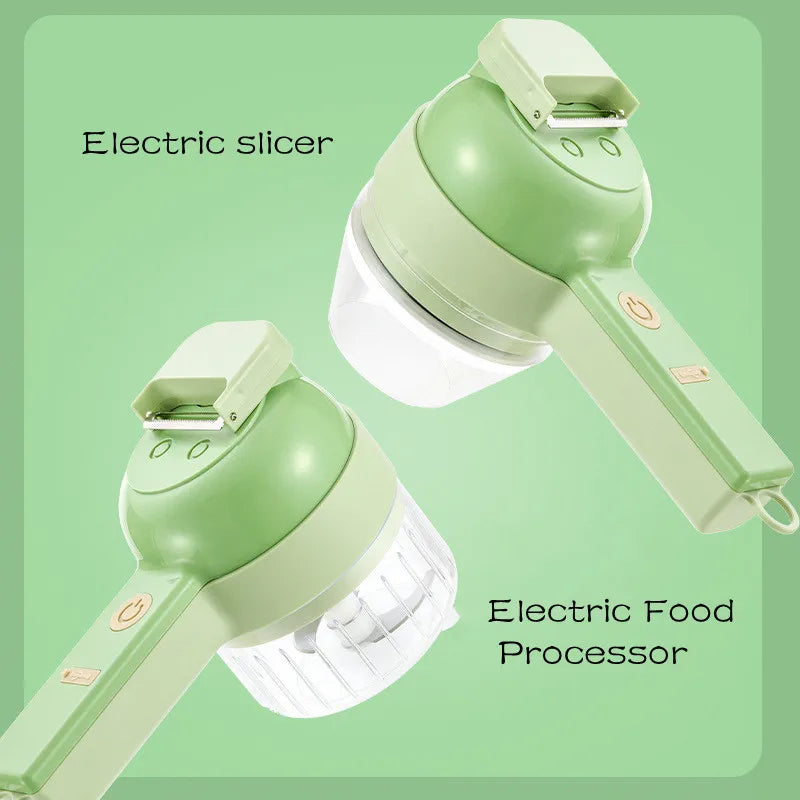 4-In-1 Electric Vegetable Cutter Set: Handheld Wireless Electric Garlic Masher