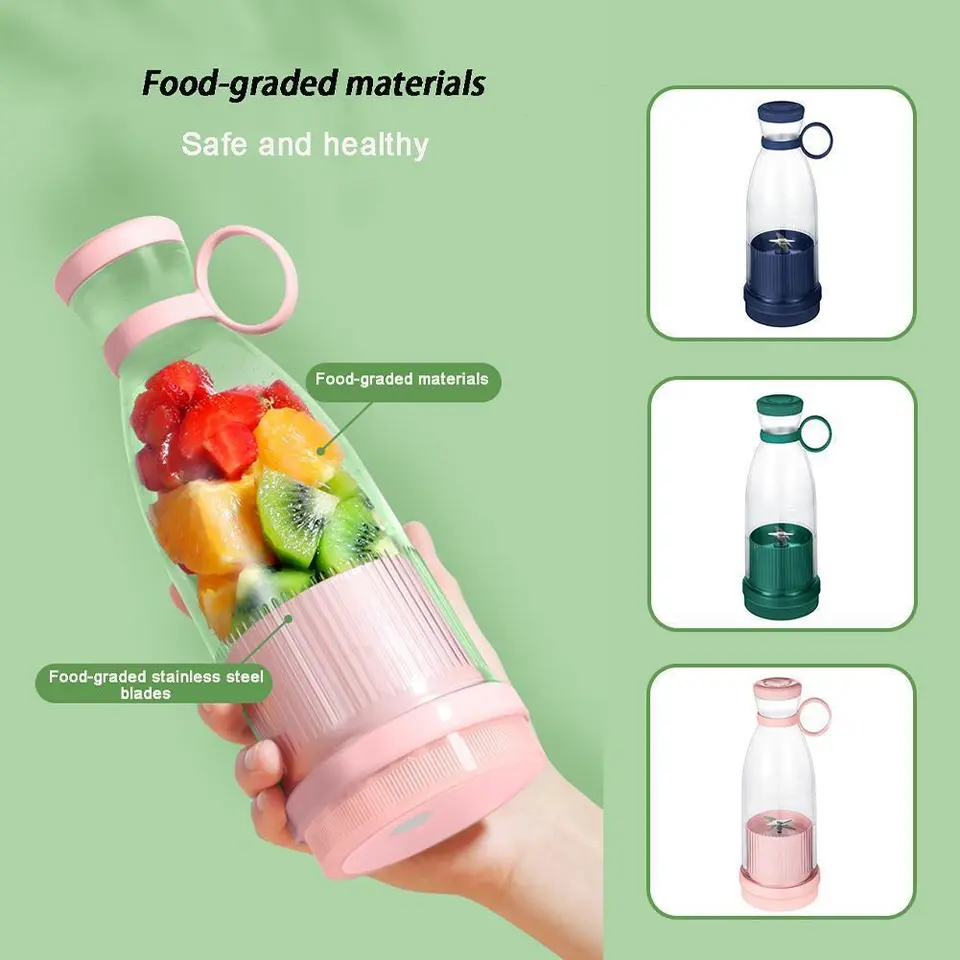 Portable Mini Juice Blender - 6-Blade USB Rechargeable Fruit Mixer