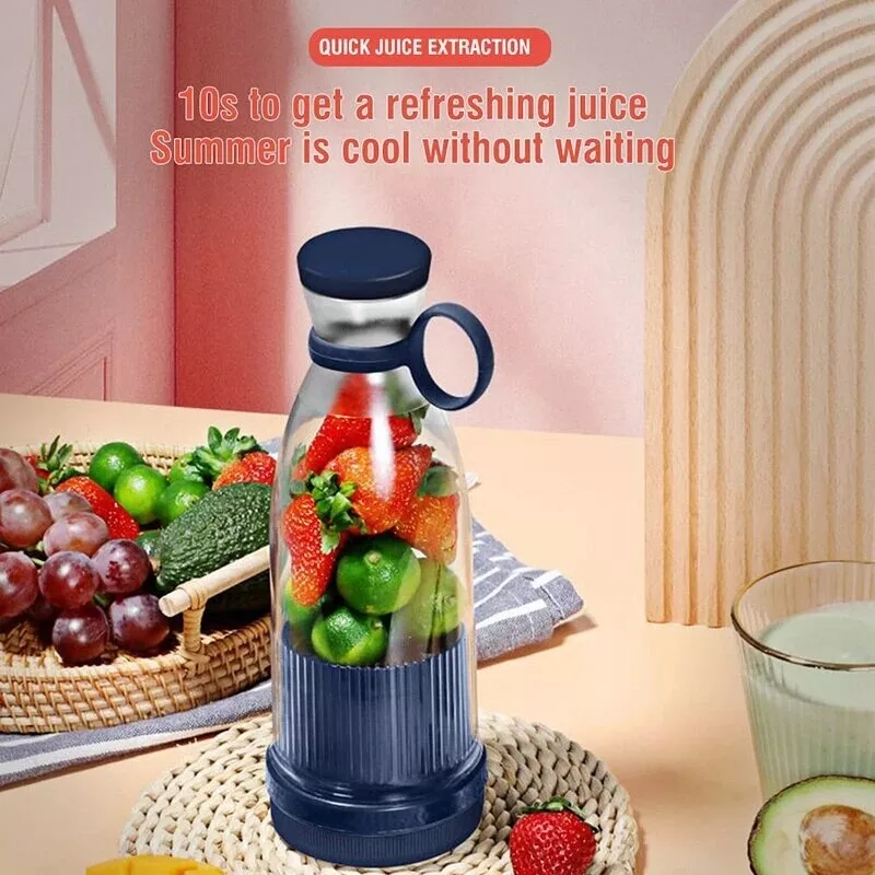 Portable Mini Juice Blender - 6-Blade USB Rechargeable Fruit Mixer