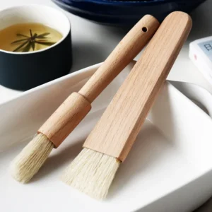 2Pcs Kitchen Oil Brushes Basting Brush Wood Handle BBQ Grill Pastry Brush Baking Cooking Tools Butter Honey Sauce Brush