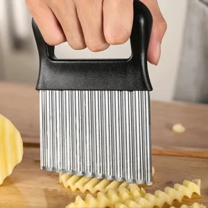 Stainless Steel Potato Chip Slicer Dough Vegetable Fruit Crinkle Wavy Kitchen Knife Cutter Chopper French Fry Maker Tools Gadget - Image 3